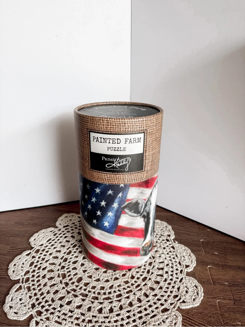 Painted Farm American Flag Cow Puzzle